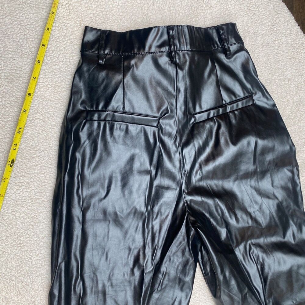 Black Vegan Leather Women’s Size 8 NEW Pleather Pants - Picture 4 of 14